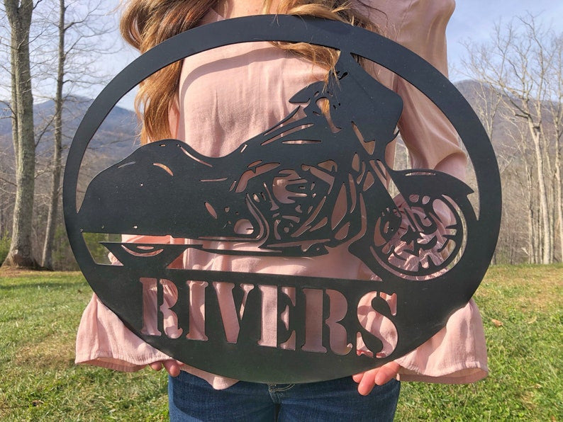 Family Name Sign, Motorcycle Metal Sign, Custom Motorcycle Name Sign, Motorcycle Sign Metal Laser Cut Metal Signs Custom Gift Ideas