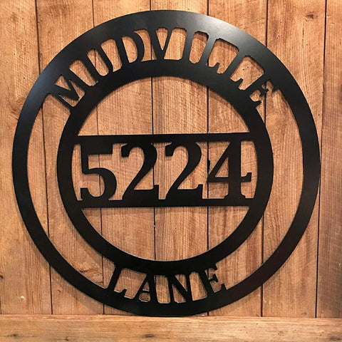 Hanging Address Sign, House Number, Street Welcome Decor, Front Porch Or Door Personalized Circle Design, Great Housewarming Gift Laser Cut Metal Signs Custom Gift Ideas