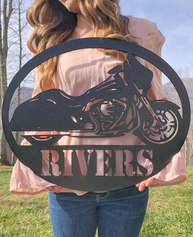 Family Name Sign, Motorcycle Metal Sign, Custom Motorcycle Name Sign, Motorcycle Sign Metal Laser Cut Metal Signs Custom Gift Ideas