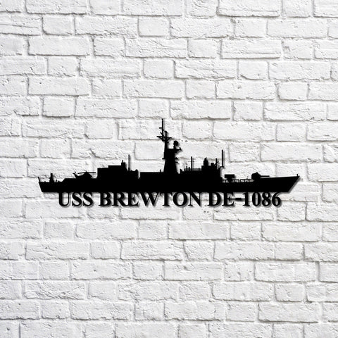 Uss Brewton De1086 Navy Ship Metal Sign, Memory Wall Metal Sign Gift For Navy Veteran, Navy Ships Silhouette Metal Sign Laser Cut Metal Signs Custom Gift Ideas