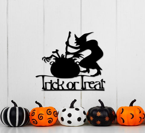 Trick Or Treat Witch Wall Art Decor Cut Metal Sign Laser Cut Metal Signs Custom Gift Ideas
