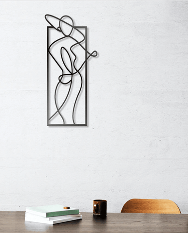 Woman Body Minimalist Line Art Metal House Sign