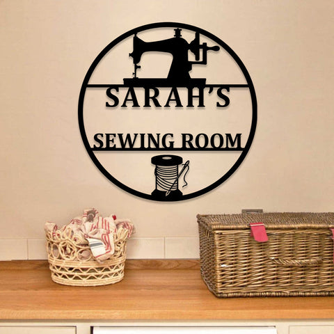 Personalized Sewing Machine Metal Sign, Custom Sewing Room Metal Art, Metal Laser Cut Metal Signs Custom Gift Ideas