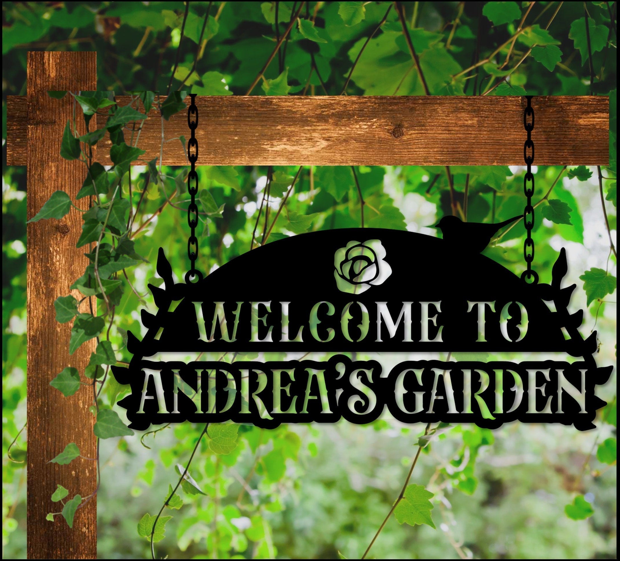 Welcome To Our Garden Sign, Custom Garden Sign, Metal Garden Sign, Flower Garden, Garden Sign With Stakes Laser Cut Metal Signs Custom Gift Ideas