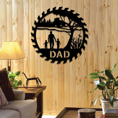Personalized Father And Two Sons Metal Sign, Farm Decoration Laser Cut Metal Signs Custom Gift Ideas