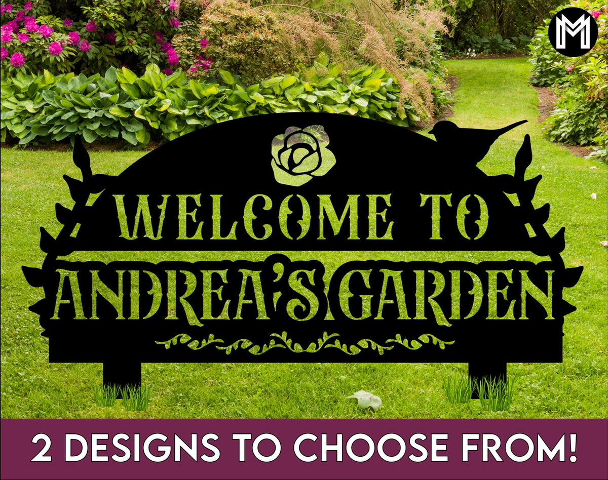 Welcome To Our Garden Sign, Custom Garden Sign, Metal Garden Sign, Flower Garden, Garden Sign With Stakes Laser Cut Metal Signs Custom Gift Ideas