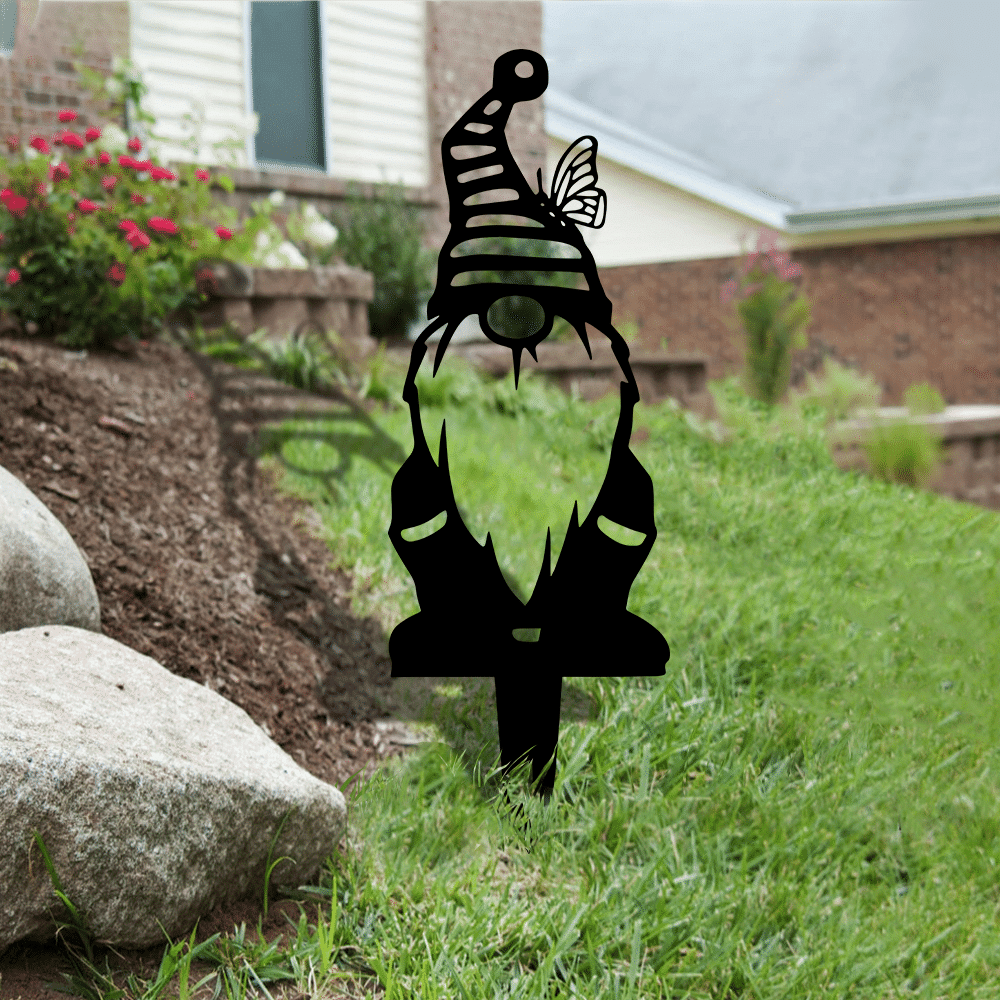 Gnome Yard Art, Gnome Garden Stake, Cut Metal Sign, Metal Wall Art Laser Cut Metal Signs Custom Gift Ideas