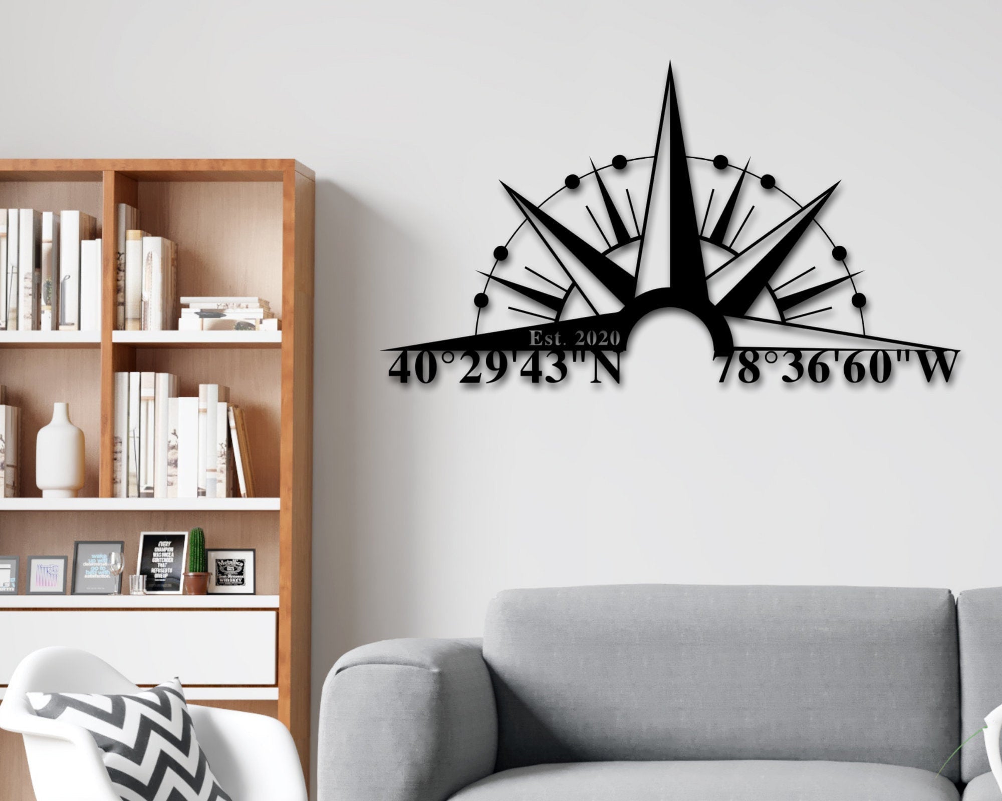 Gps Coordinates Sign Nautical Compass Metal Wall Art Latitude Longitude Custom Metal Sign Address Sign Housewarming Gift Laser Cut Metal Signs Custom Gift Ideas
