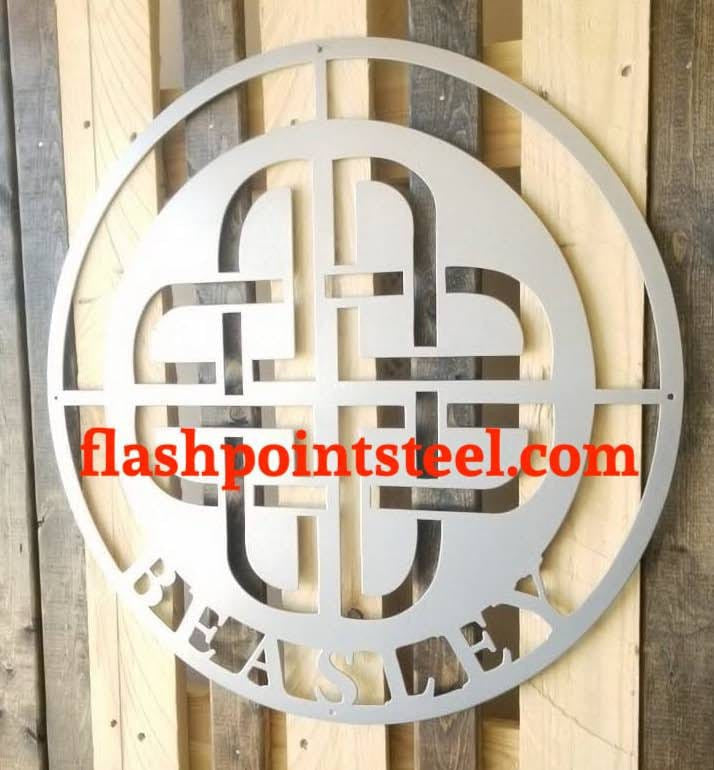 Celtic Quaternary Knot Metal Sign, Custom Name, Steel Art, Metal Sign, Family Name Sign, Custom Metal Sign, Celtic Sign, Family Gift Laser Cut Metal Signs Custom Gift Ideas