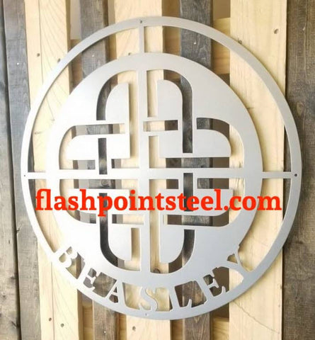 Celtic Quaternary Knot Metal Sign, Custom Name, Steel Art, Metal Sign, Family Name Sign, Custom Metal Sign, Celtic Sign, Family Gift Laser Cut Metal Signs Custom Gift Ideas