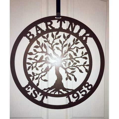 Olive Tree Of Life Family Established Sign, Cut Metal Sign, Metal Wall Art, Metal House Sign Laser Cut Metal Signs Custom Gift Ideas