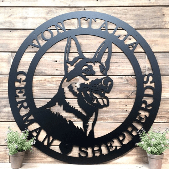 German Shepherd Established Sign, Cut Metal Sign, Metal Wall Art, Metal House Sign Laser Cut Metal Signs Custom Gift Ideas