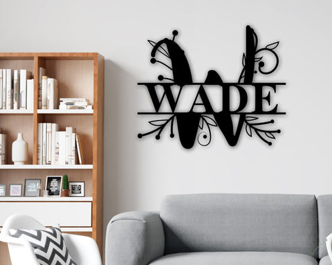 Family Name Metal Sign, Personalized Monogram, Door Hanger, Front Door Sign, Home Last Name Initial Established Sign, Metal Letter Monogram Laser Cut Metal Signs Custom Gift Ideas