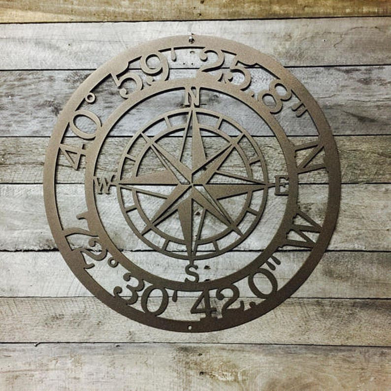 Gps Coordinates Sign, Nautical Compass, Metal Wall Art, Latitude Longitude, Custom Metal Sign, Address Sign, Exclusive Design Of Hsa Laser Cut Metal Signs Custom Gift Ideas