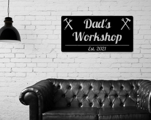 Fathers Day Personalized Sign, Pop Pop's Workshop Sign, Crescent Wrench & Hammer Art, Gifts For Pop Pop, Custom Workshop Sign, Gift For Dad Laser Cut Metal Signs Custom Gift Ideas