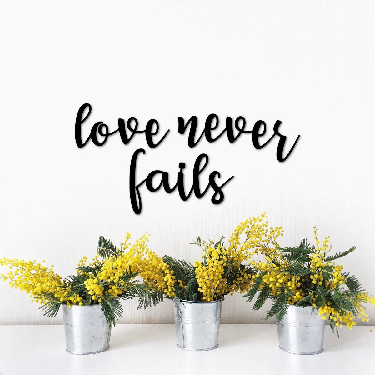 Love Never Fails Metal Wall Words, Love Quote For The Wall, Inspirational Sayings, Love Decor For Master Bedroom, Religious Scripture Laser Cut Metal Signs Custom Gift Ideas