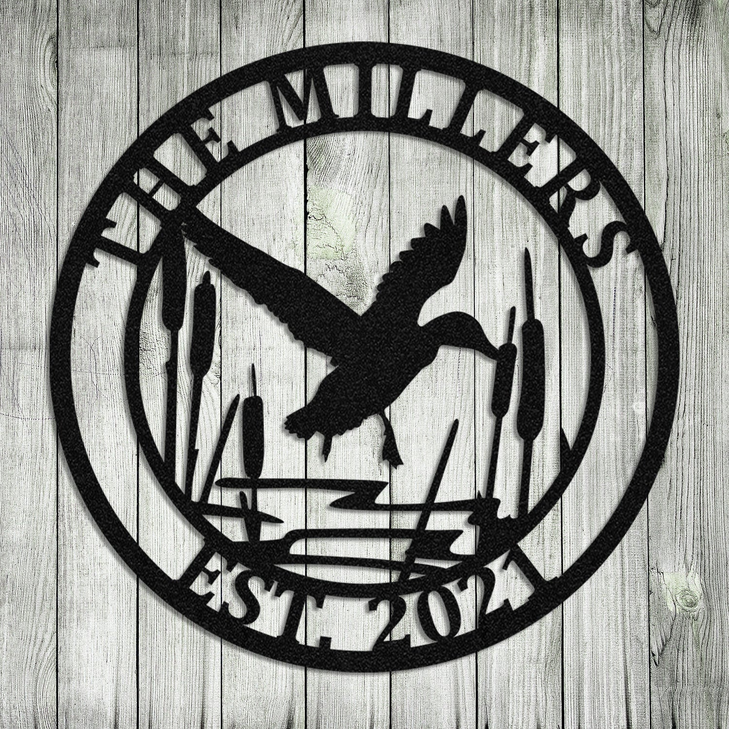 Duck Deer Hunting Hunter Metal Sign Monogram, Custom Outdoor Farm, Cabin, Lodge, Metal Laser Cut Metal Signs Custom Gift Ideas