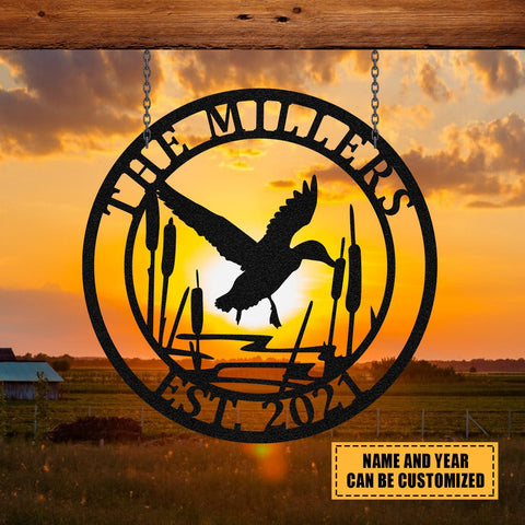 Duck Deer Hunting Hunter Metal Sign Monogram, Custom Outdoor Farm, Cabin, Lodge, Metal Laser Cut Metal Signs Custom Gift Ideas