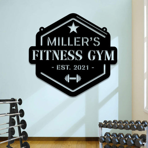 Personalized Weights Fitness Center Metal Gym Sign, Custom Cross Fit Club, Home Wall Decor, Metal Laser Cut Metal Signs Custom Gift Ideas