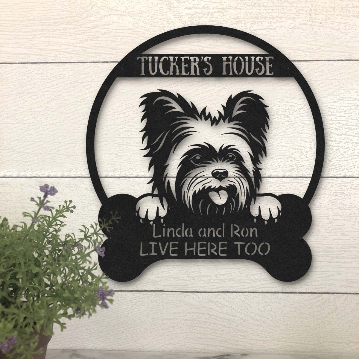 Yorkie Terrier Dog Lovers Personalized Funny Metal Sign Dog House Laser Cut Metal Signs Custom Gift Ideas