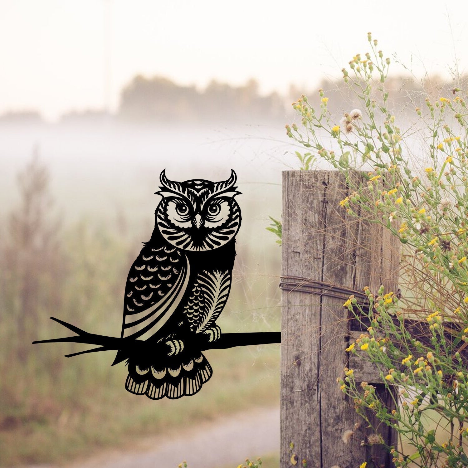 Owl Metal Tree Stake, Wildlife Animal Steel Art Laser Cut Metal Signs Custom Gift Ideas