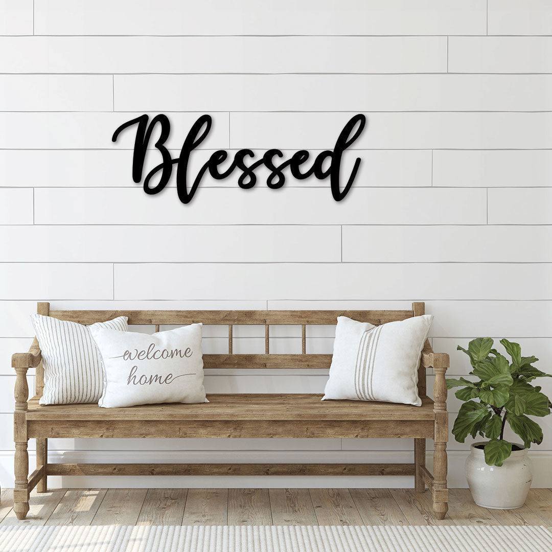 Blessed Metal Sign, Blessed Farmhouse Wall Sign, Farmhouse Decor, Blessed Cursive Sign Art, Custom Metal Wall Art, Blessed Script Sign Laser Cut Metal Signs Custom Gift Ideas