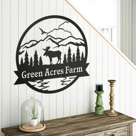 Great Outdoors Moose Monogram, Cut Metal Sign, Metal Wall Art, Metal House Sign Laser Cut Metal Signs Custom Gift Ideas