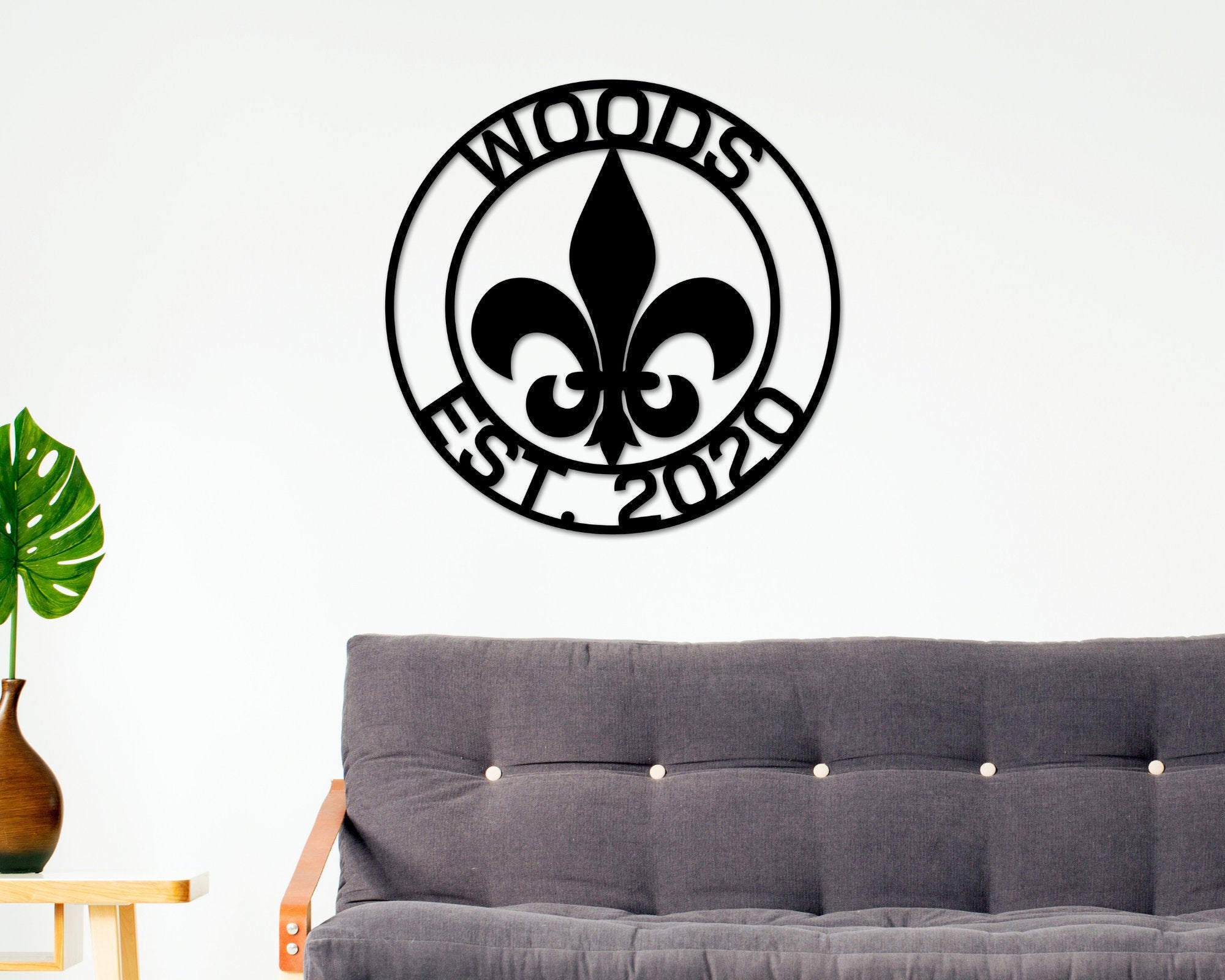 Christmas Gift, Fleurdelis Circle Monogram, Fleur De Lis Customized Sign, Wall Mount Personalized Fleur De Lis, Personalized Fleur De Lis Laser Cut Metal Signs Custom Gift Ideas