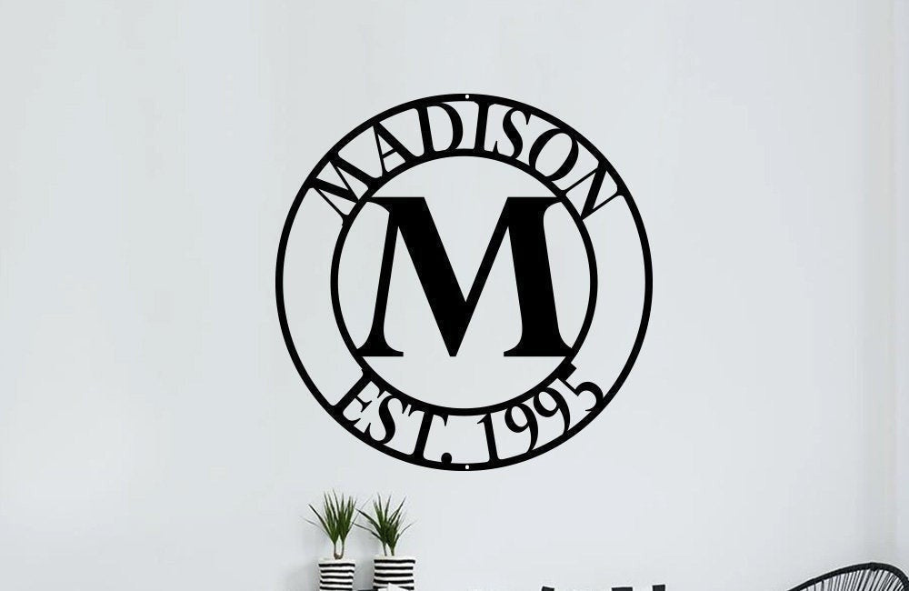 Aeticon PrintPrint Family Name Sign Metal Wall Art Custom Metal Sign With Established Year Initial And Last Name Gift Personalized Last Name Sign Laser Cut Metal Signs Custom Gift Ideas