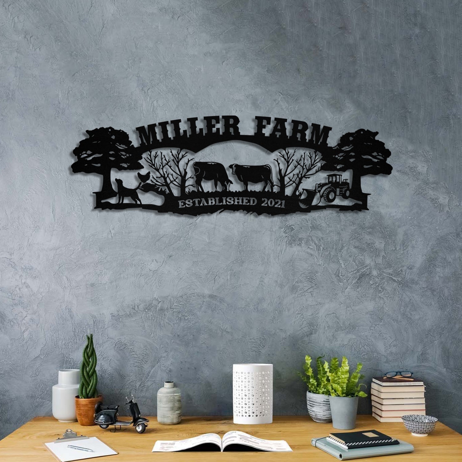 Personalized Metal Farm Sign Cow Dog Chicken Tractor Monogram, Metal Laser Cut Metal Signs Custom Gift Ideas