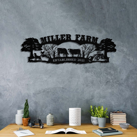 Personalized Metal Farm Sign Cow Dog Chicken Tractor Monogram, Metal Laser Cut Metal Signs Custom Gift Ideas