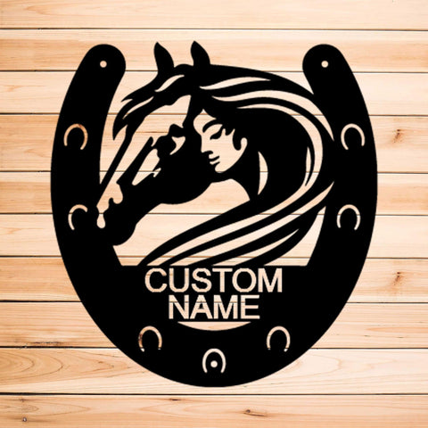 Horse Owner Monogram Personalized Indoor Outdoor Steel Sign Birthday Wedding Housewarming Stable Barn Country Rustic Home Decor Laser Cut Metal Signs Custom Gift Ideas