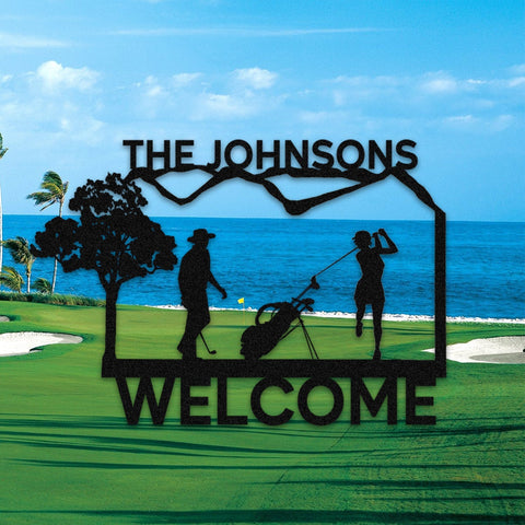 Custom Husband And Wife Golf Metal Sign, Gift For Golf Lovers Laser Cut Metal Signs Custom Gift Ideas