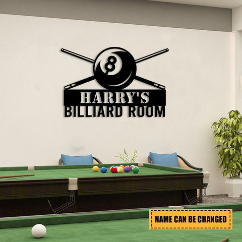 Custom Name Billards Metal Art, Man Cave Decor Laser Cut Metal Signs Custom Gift Ideas