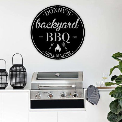 Personalized Backyard Bbq Metal Sign, Custom Outdoor Kitchen Sign,bbq Metal Sign,metal Wall Decor, Bbq Decor, Grill Gifts For Dad Laser Cut Metal Signs Custom Gift Ideas