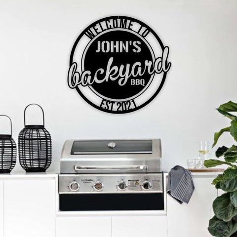 Personalized Backyard Bbq Metal Sign, Custom Outdoor Kitchen Sign,bbq Metal Sign,metal Wall Decor, Bbq Decor, Grill Gifts For Dad Laser Cut Metal Signs Custom Gift Ideas