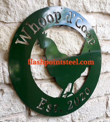 Chicken Coop, Ranch Sign, Farm Sign, Personalized Ranch, Farm Established, Hen Sign, Plasma Cut Steel Sign ,steel Art, Rustic Sign, Welcome Laser Cut Metal Signs Custom Gift Ideas