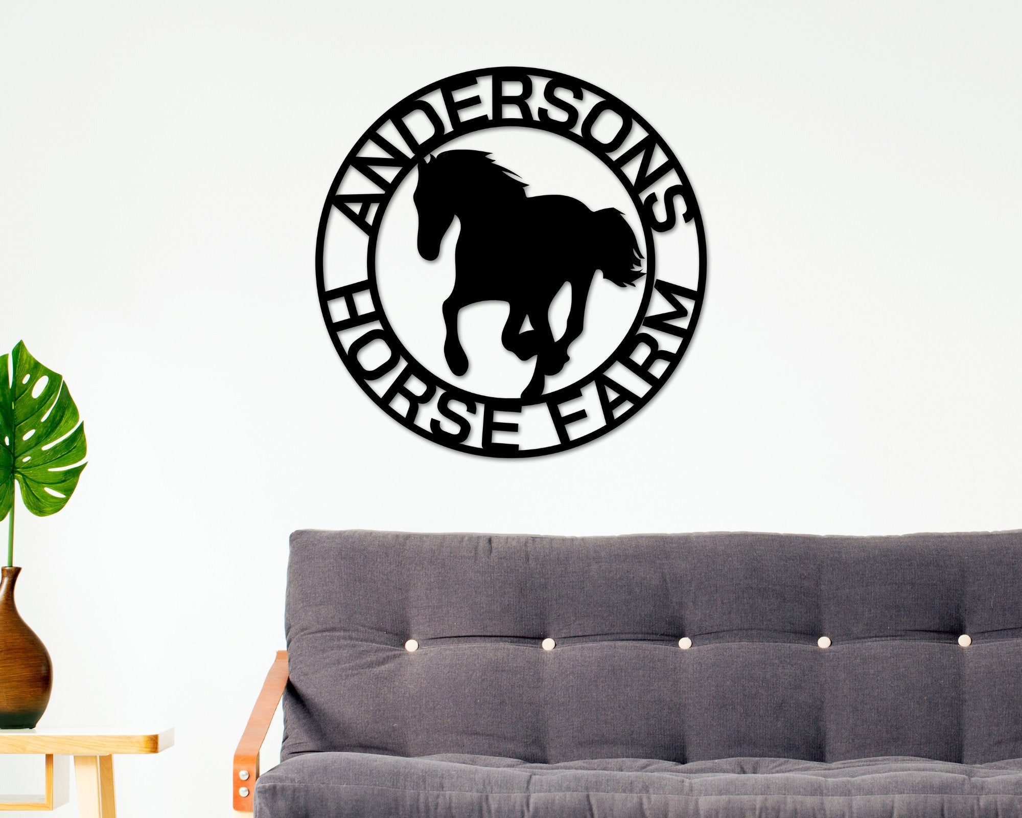 Personalized Horse Metal Sign, Horseshoe Art, Western Decor, Initial Metal Sign, Housewarming Gift, Metal Wall Art, Metal Wall Decor, Sign Laser Cut Metal Signs Custom Gift Ideas