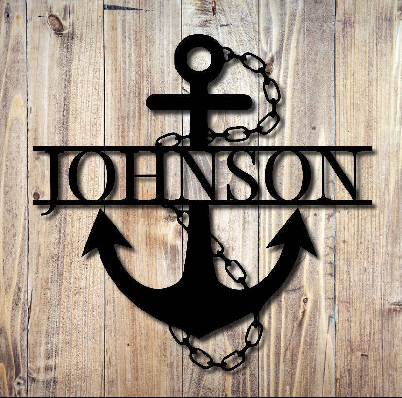 Laser Cut Metal Anchor Monogram Sign, Contemporary Anchor Monogram Design, Anchor Wall Art, Family Monogram, Anchor Sign, Custom Anchor Sign Laser Cut Metal Signs Custom Gift Ideas