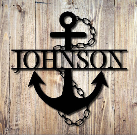 Laser Cut Metal Anchor Monogram Sign, Contemporary Anchor Monogram Design, Anchor Wall Art, Family Monogram, Anchor Sign, Custom Anchor Sign Laser Cut Metal Signs Custom Gift Ideas