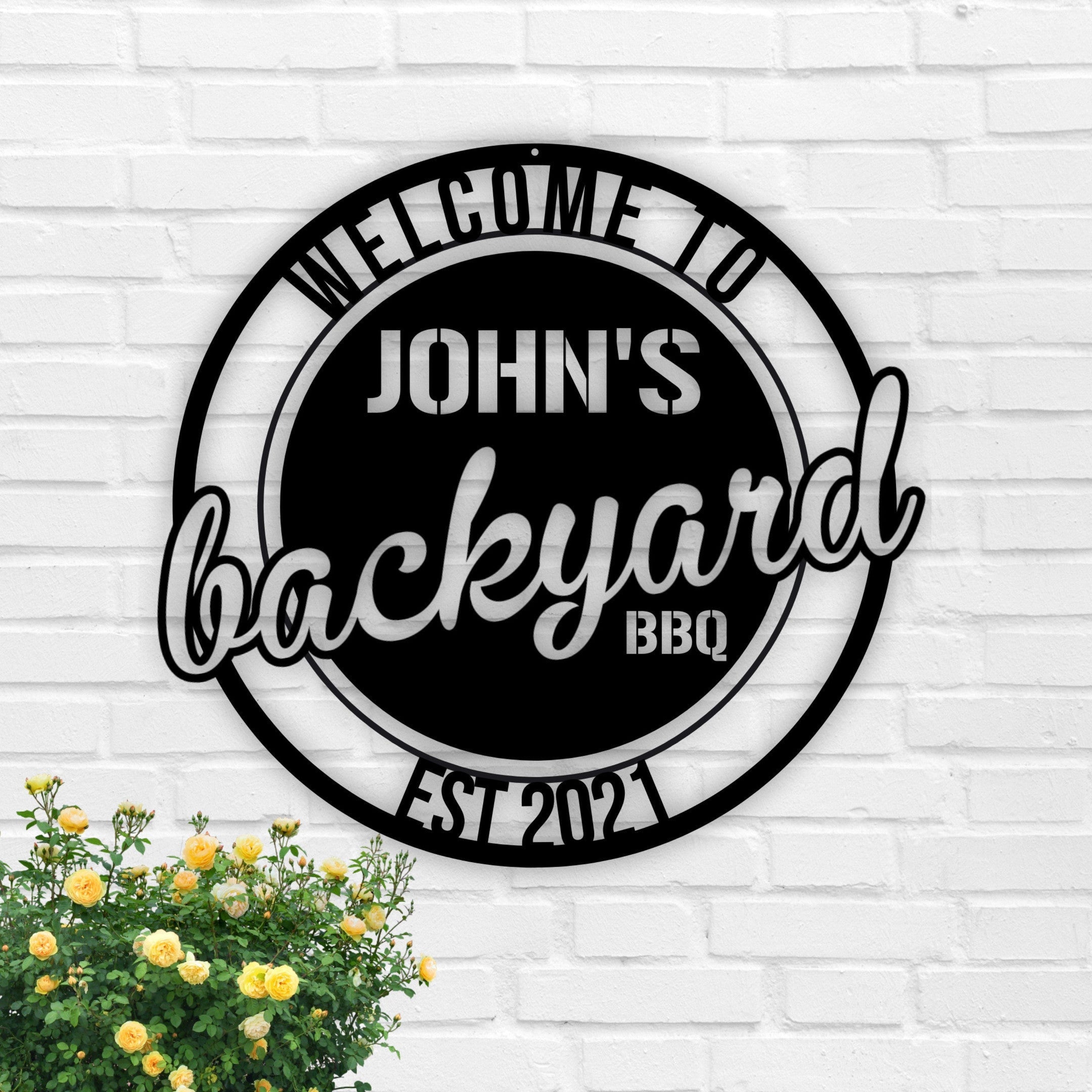 Personalized Backyard Bbq Metal Sign, Custom Outdoor Kitchen Sign,bbq Metal Sign,metal Wall Decor, Bbq Decor, Grill Gifts For Dad Laser Cut Metal Signs Custom Gift Ideas