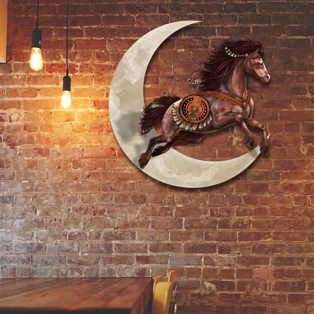 Horse and moon native american Metal House Sign Laser Cut Metal Signs Custom Gift Ideas