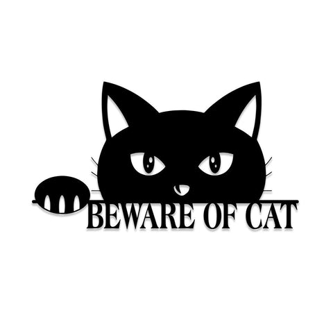 Personalized Beware Of Cat Funny Metal Sign, Custom Pet Metal Art, Wall Decor, Metal Laser Cut Metal Signs Custom Gift Ideas