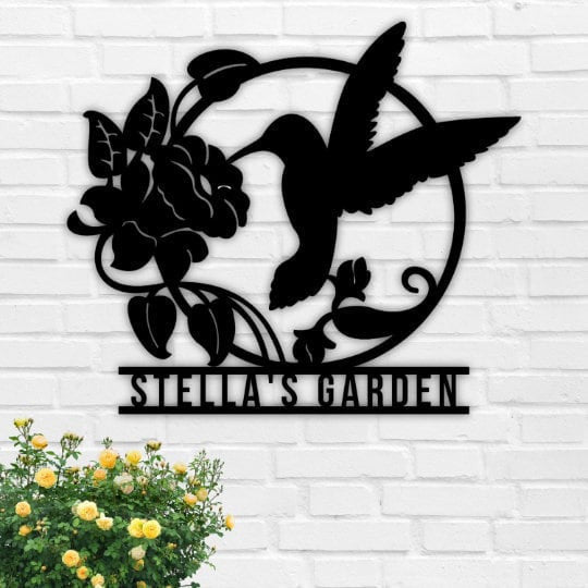 Custom Garden Sign, Garden Sign, Personalized Garden Sign, Garden, Garden Hummingbird Sign, Garden Art, Metal Yard Art Laser Cut Metal Signs Custom Gift Ideas