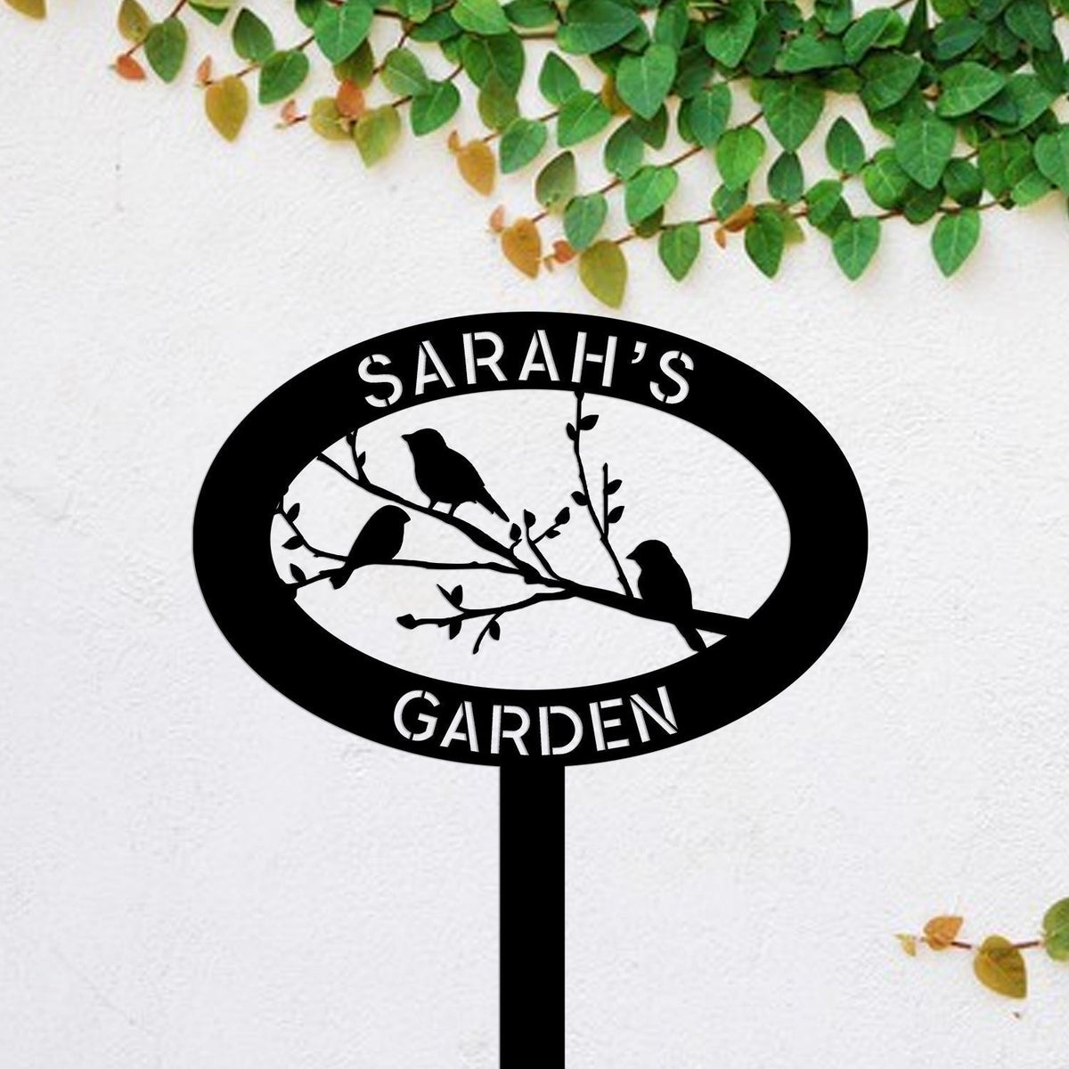 Birds Metal Garden Sign, Custom Outdoor Garden Stake, Wedding Art Gift For Her, Gardening Lovers, Metal Laser Cut Metal Signs Custom Gift Ideas