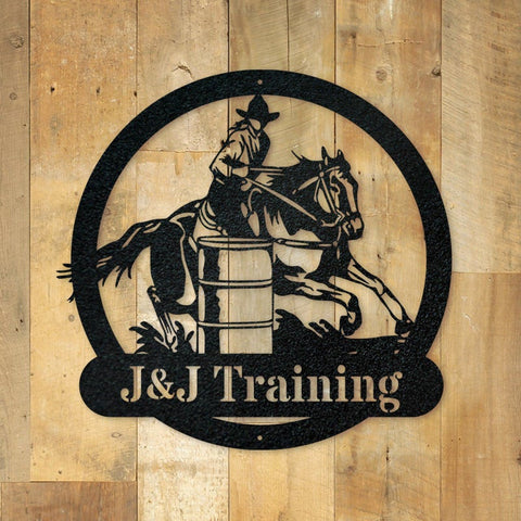 Barrel Racing Galloping Horse With Rider Handmade Metal Wall Art Hanging Sign Laser Cut Metal Signs Custom Gift Ideas