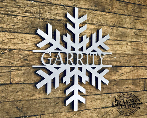 Personalized Custom Monogram Snowflake Name Sign Metal Farmhouse Decor wedding, Anniversary, Or Housewarming Gift Rustic Metal Wall Art Laser Cut Metal Signs Custom Gift Ideas