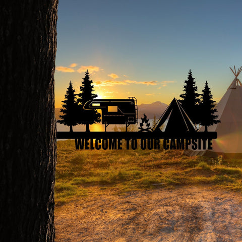 Personalized Campfire, Tent, Rv Camping Metal Tree Stake, Outdoor Decoration Laser Cut Metal Signs Custom Gift Ideas