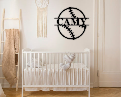 Baseball Name Sign, Nursery Decor, Personalized Metal Sign, Metal Name, Personalized Name Sign, Metal Name Sign, Kids Name Sign, Sports, Metal Laser Cut Metal Signs Custom Gift Ideas