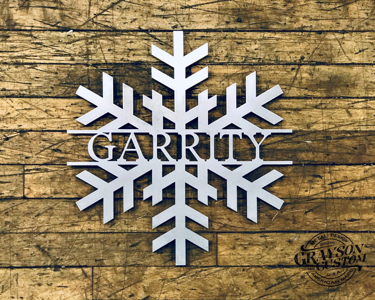 Personalized Custom Monogram Snowflake Name Sign Metal Farmhouse Decor wedding, Anniversary, Or Housewarming Gift Rustic Metal Wall Art Laser Cut Metal Signs Custom Gift Ideas